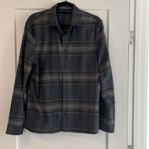 Lululemon Masons Peak Flannel Black and Grey Plaid Shirt